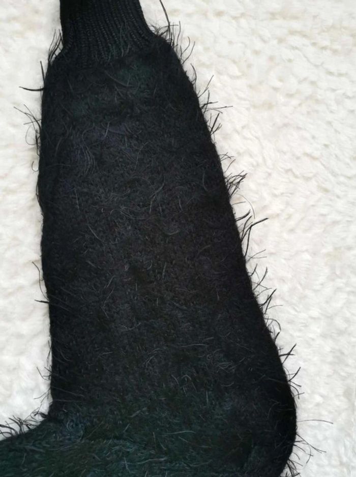 Authentique pull vintage année 80 noir angora broderie perles épaules bouffantes 38 M - photo numéro 8