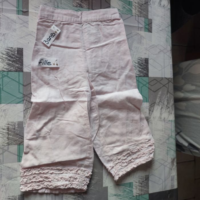 Pantacourt rose pâle vert baudet 3 ans fille