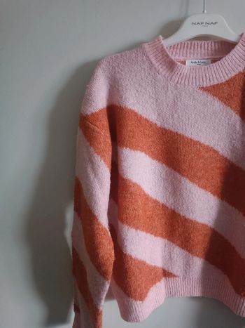 Pull à rayures rose clair et caramel en laine "Phoenix" Andy & Lucy Taille M/L En très bon état