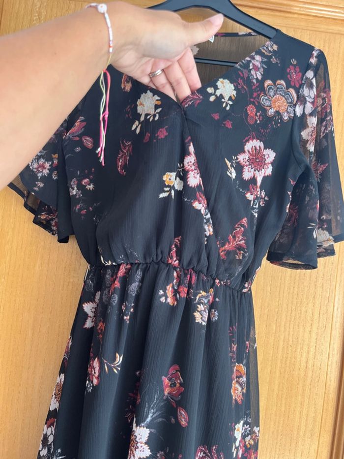 Robe longue noir fleurie été S - photo numéro 4