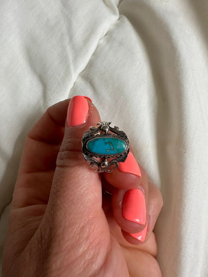 Bague argent et turquoise vintage 🐚 - photo numéro 2