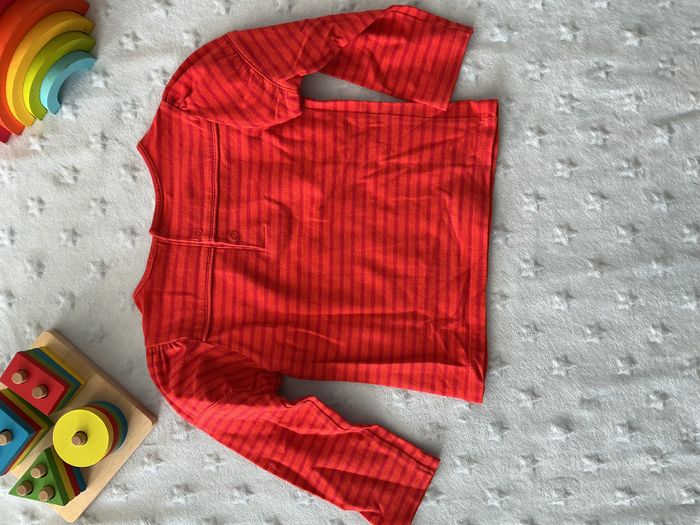 teeshirt manches longues rayé orange et rouge inscription devant 18 mois catimini - photo numéro 9