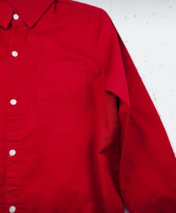 Chemise manches longues rouge bordeaux profond Garçon taille 8 ans marque Spring &Gege - photo numéro 4