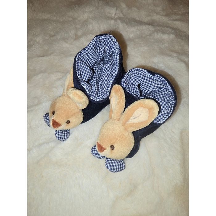 Chaussons bébé lapin style vichy