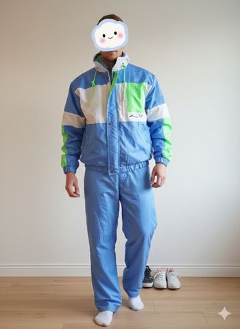 Titre : Ensemble de Ski Vintage Schneider Austria – Bleu/Néon – Taille 48/M