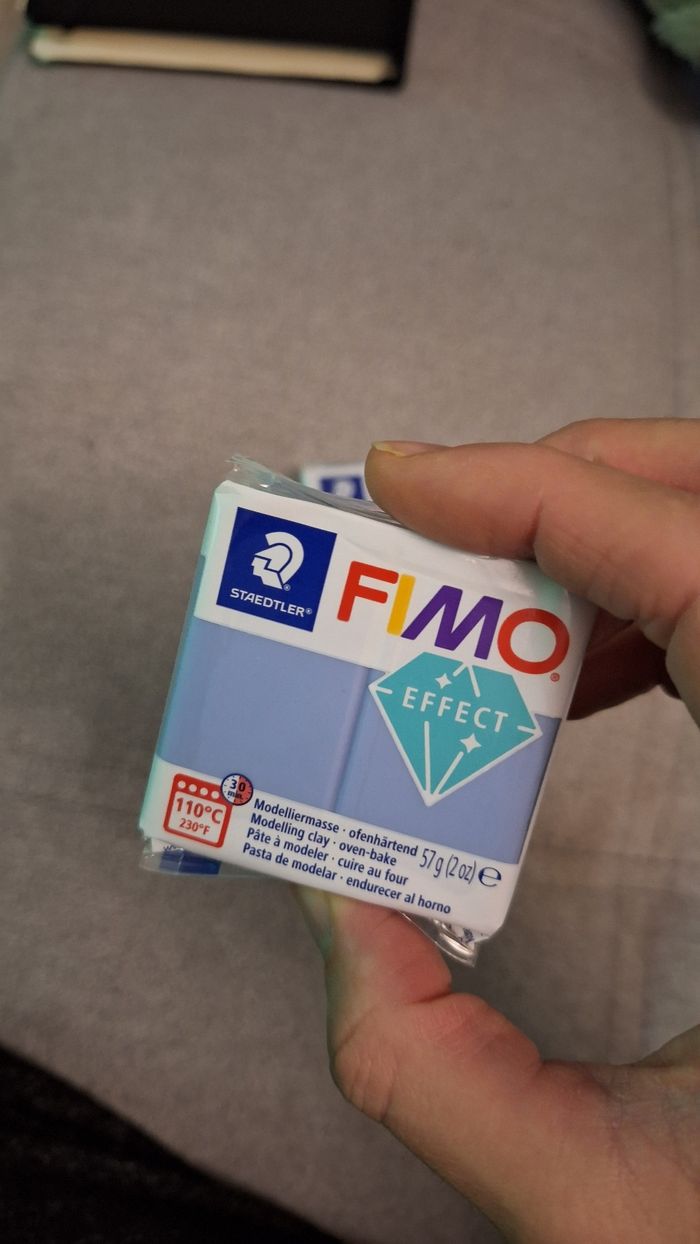 Lot de 2 pâtes fimo effect pierre précieuse bleu agate - photo numéro 2