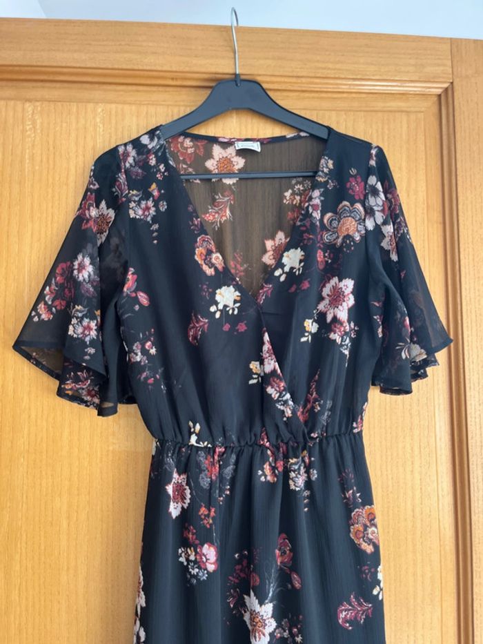 Robe longue noir fleurie été S - photo numéro 2