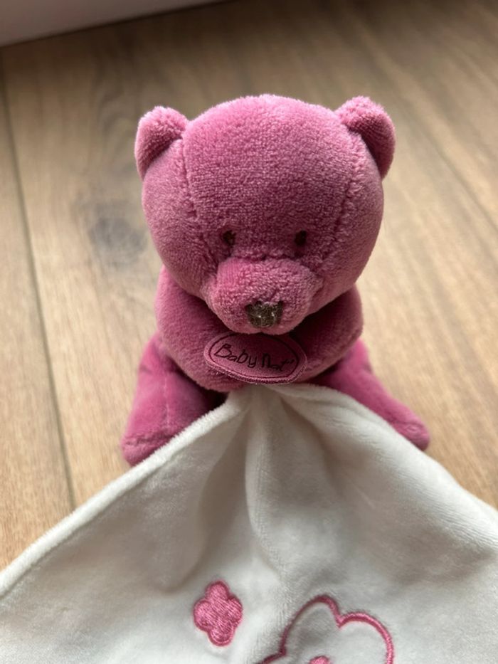 Doudou mouchoir ours rose baby nat - photo numéro 2