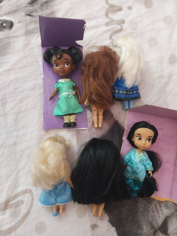 Lot 6 poupées miniatures Animators Princesses Disney Tiana Jasmine - photo numéro 5