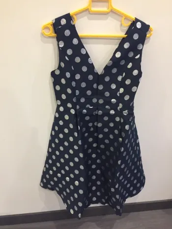 Robe évasée bleu et argentée