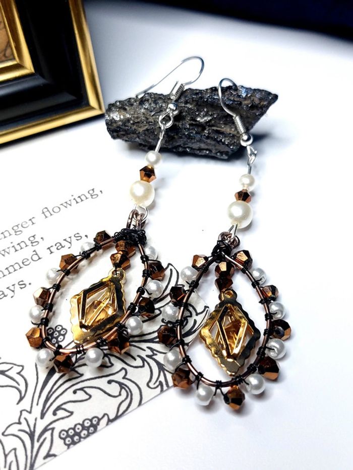 Magnifique paire de boucles d'oreilles en perles - photo numéro 2