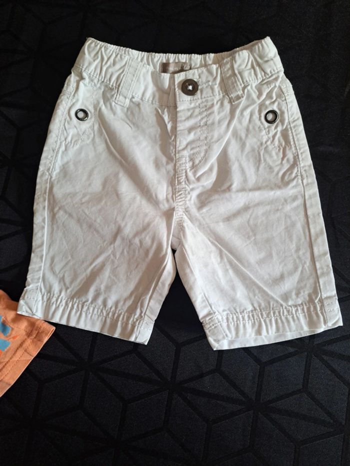 Ensemble short blanc Tee-shirt sans manche débardeurs orange crocodile 12mois grain de blé - photo numéro 4