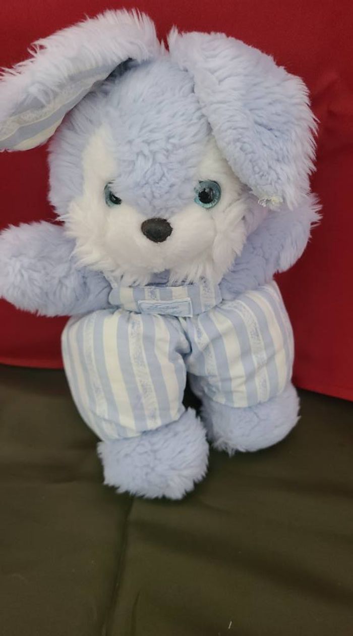 Doudou lapin salopette rayé bleu TARTINE ET CHOCOLAT - photo numéro 4