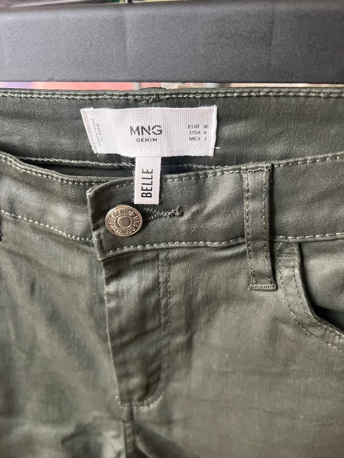 Jean effet enduit kaki MANGO taille 36 - photo numéro 3