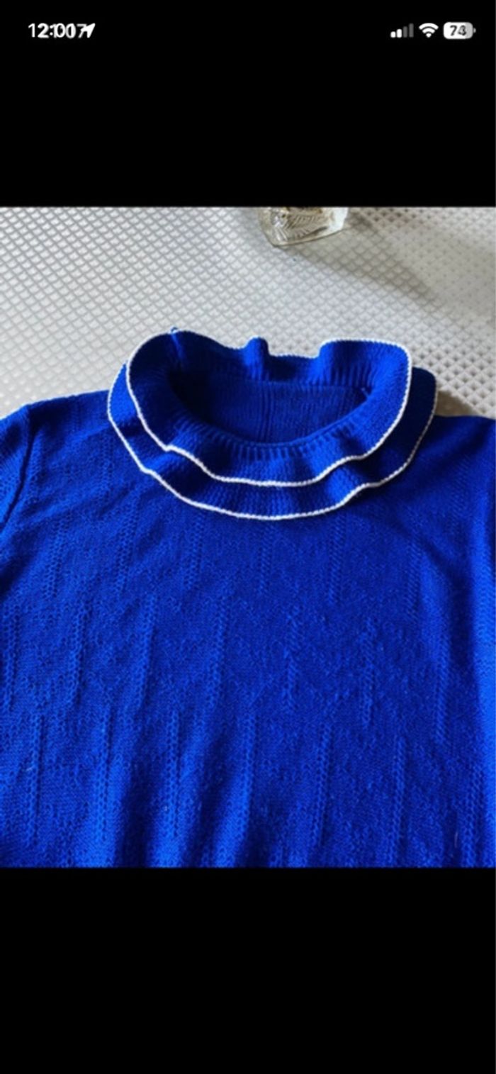 Pull bleu dur double col made in France - photo numéro 4
