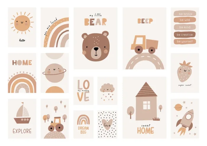 Affiches “Univers Doux Bébé II” pour chambre enfant - photo numéro 3