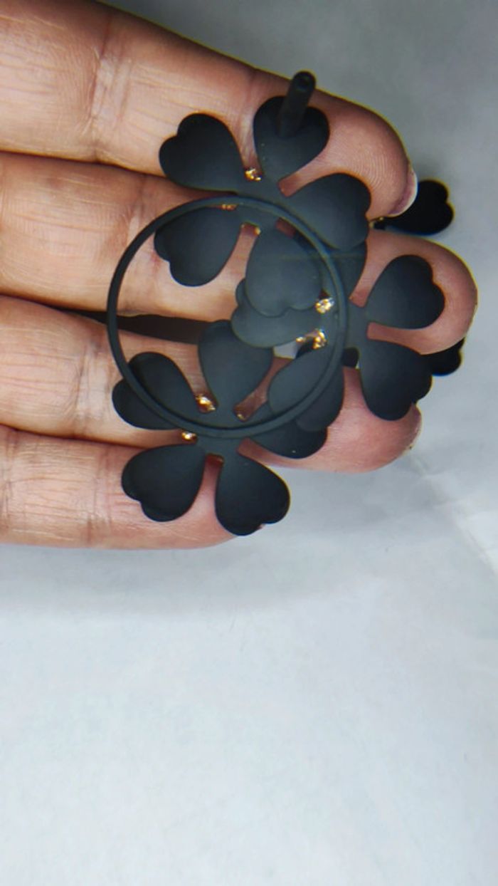 Boucles d'oreilles noires mat - photo numéro 6