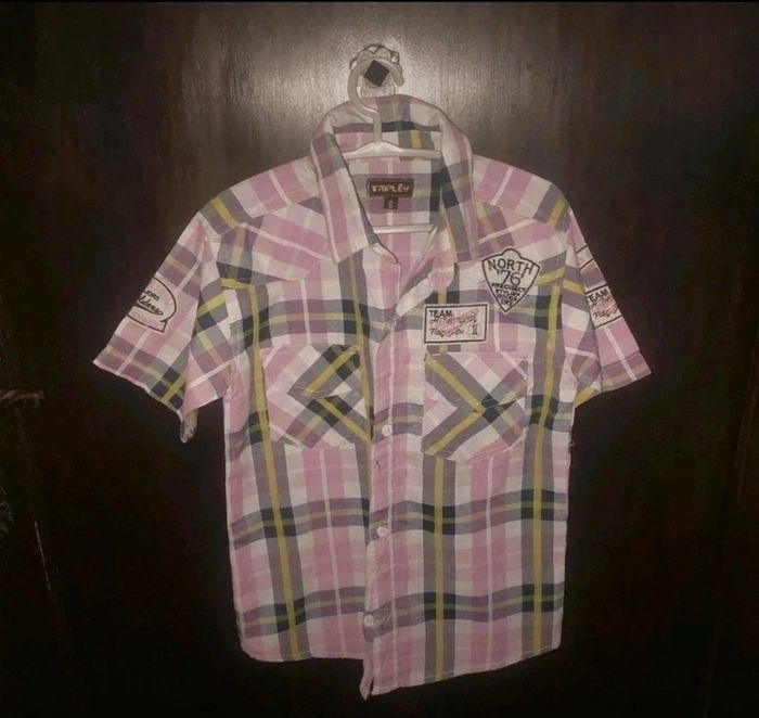 Chemise carreaux rose