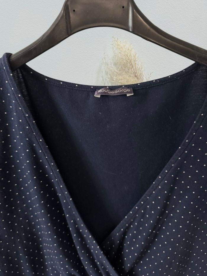 Robe de grossesse marine à pois blanc rougegorge - photo numéro 5