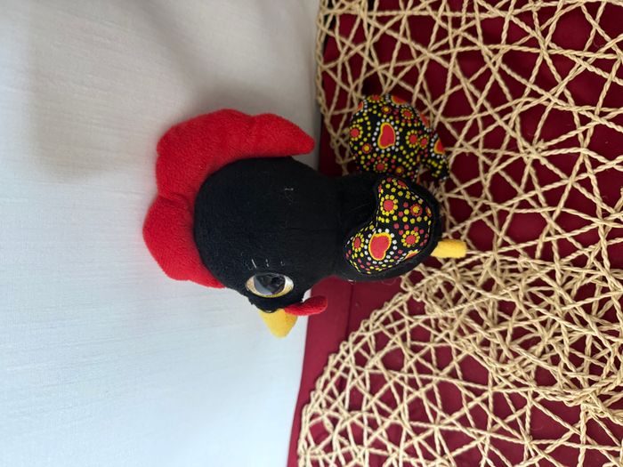 Peluche coq noir rouge gros yeux brillant WILD PLANET PORTUGAL - photo numéro 2