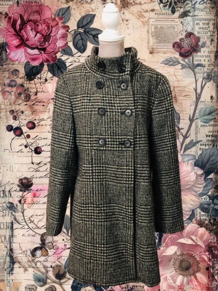 🖤Joli manteau à carreaux en laine alpaga Zara vintage 2000 Y2K wool alpaca coat🩶 - photo numéro 2