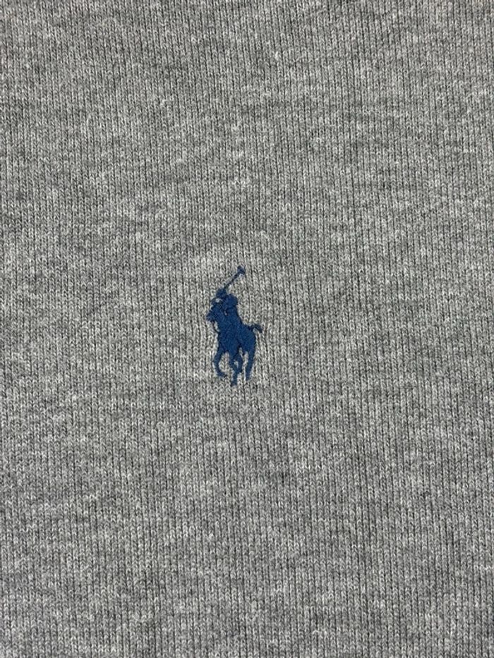 Pull d’hiver half zip 1/4 zip semi zip Ralph Lauren gris logo bleu taille XL homme - photo numéro 5