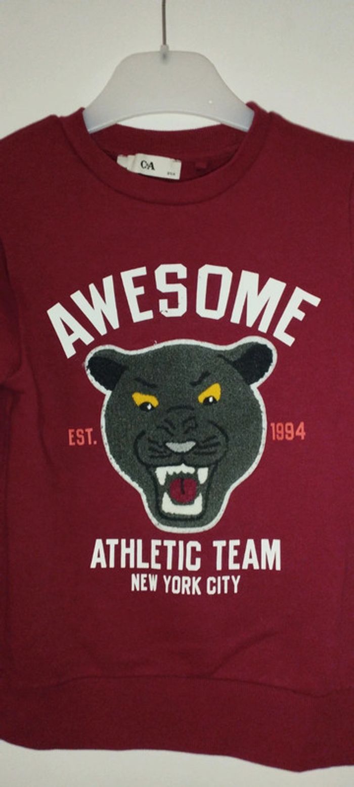 Sweat bordeaux C&A taille 8 ans - photo numéro 2