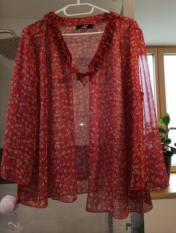 Chemisier femme 44 rose fleurs Jean Delfin voile très bon état