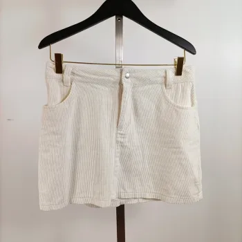Jupe blanche velour côtelé mini jupe A1383 DCMJ