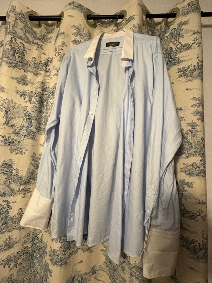Chemise bleue XXL manches mousquetaire