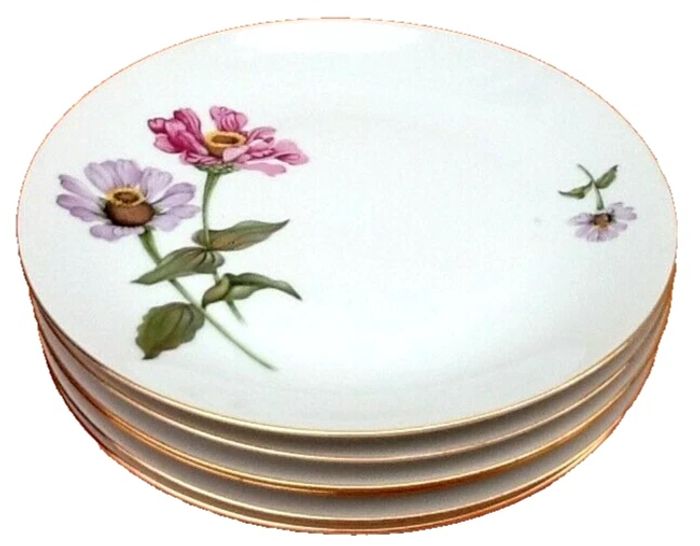6 assiettes plates Porcelaine fine de Bohème décor floral