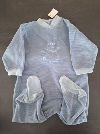 Pyjama boutchou 9m ligné bleu ciel