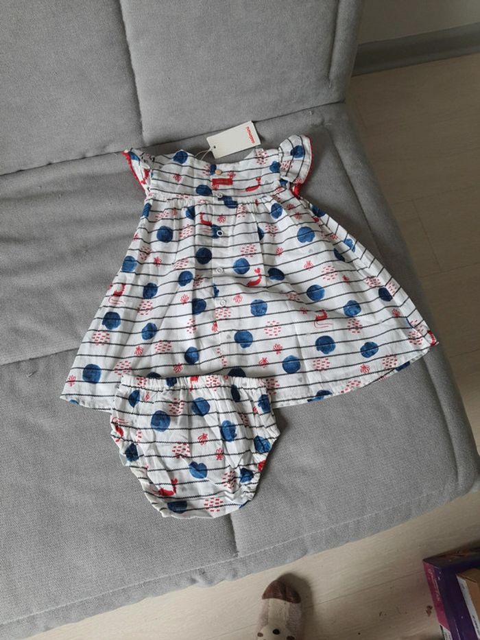 Ensemble robe et bloomer Catimini taille 6 mois neuf avec étiquettes - photo numéro 4