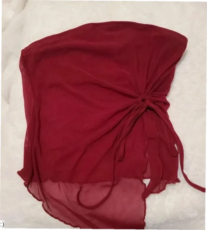 Top Femme Bordeaux Y2K Asymétrique Détail Nœud Fluide - Taille S Neuf - photo numéro 3