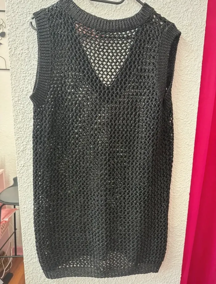 Robe de plage en crochet noir à paillettes - photo numéro 2