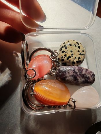 Porte-clés breloques pierres naturelles lot de 5