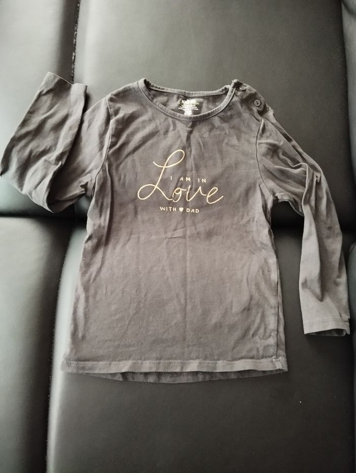 * T-shirt gris foncé manches longues T3A Kiabi - photo numéro 1