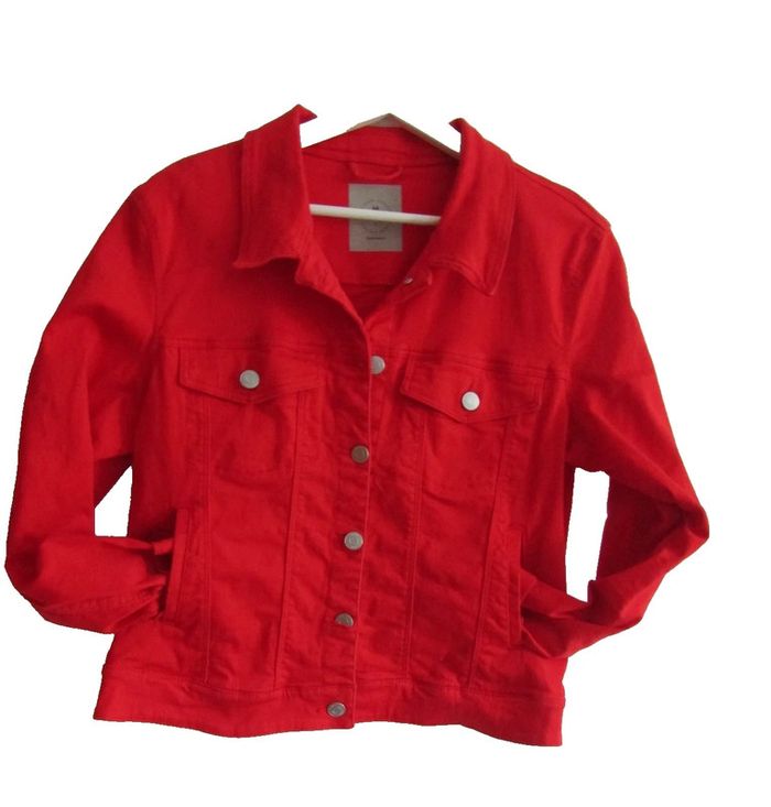 veste perfecto blouson en jeans rouge marque véro moda taille indiquée L = 40/42