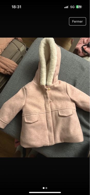 Manteau chaud rose et blanc 18 mois