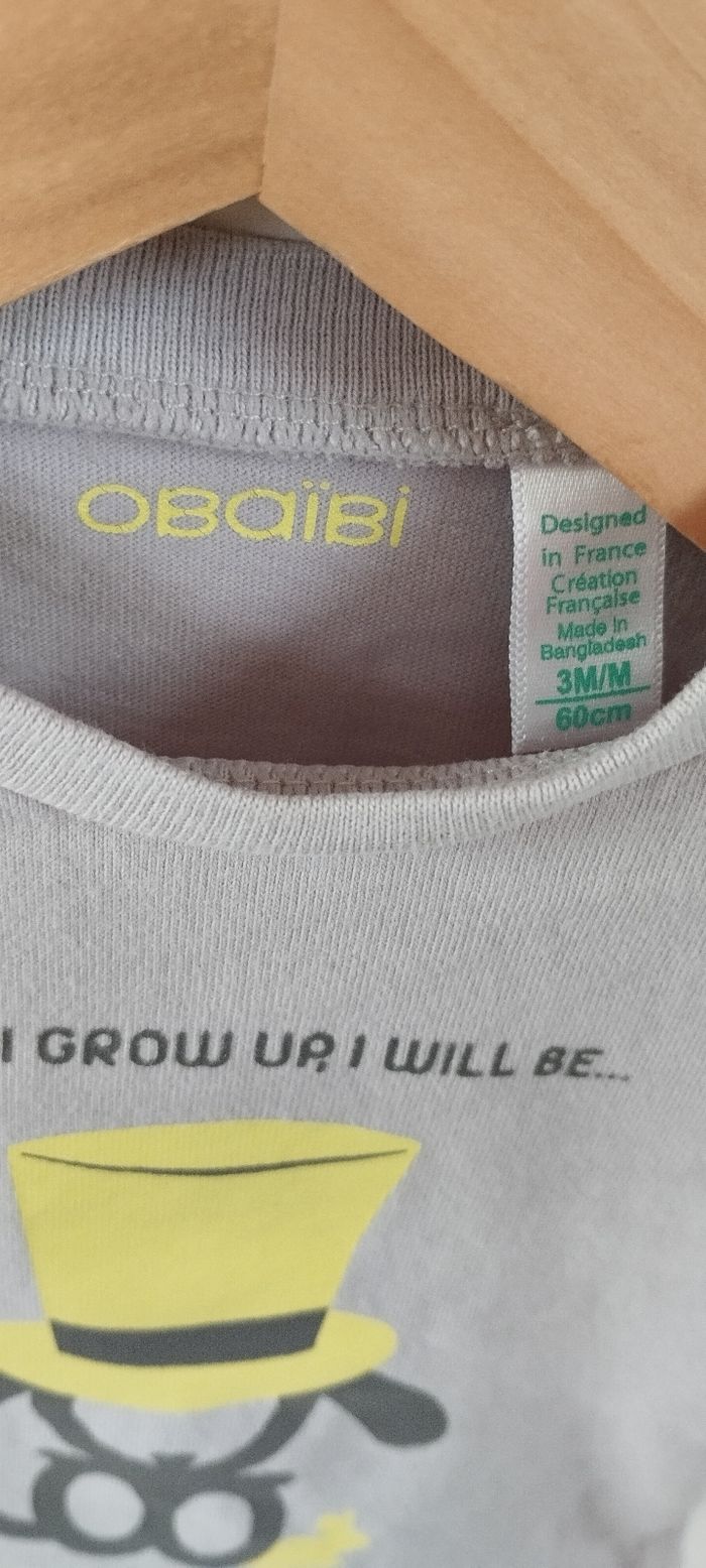 T-shirt ML garçon 3 mois obaibi - photo numéro 4