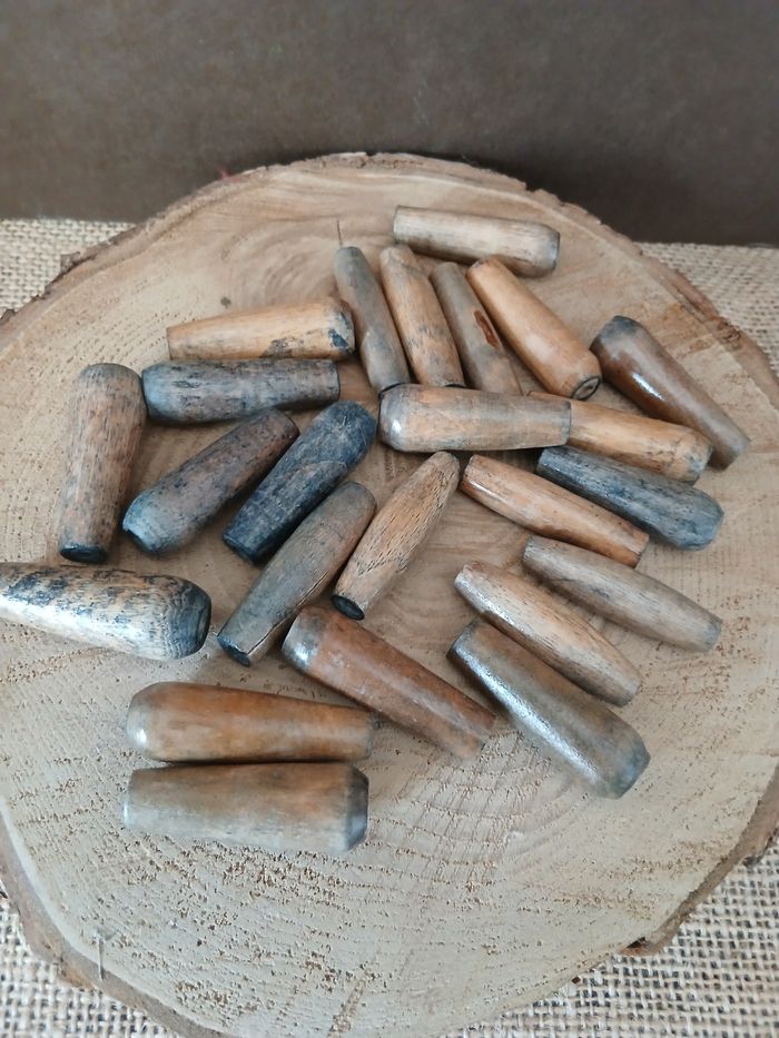 Lot de 80 gros perles en bois marron bleuté - photo numéro 2