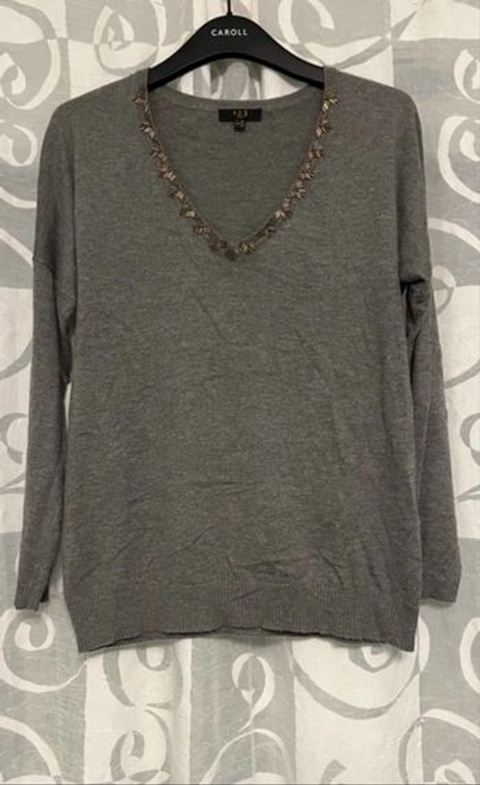 "1.2.3 Paris" Pull à col V avec sequins pour temme