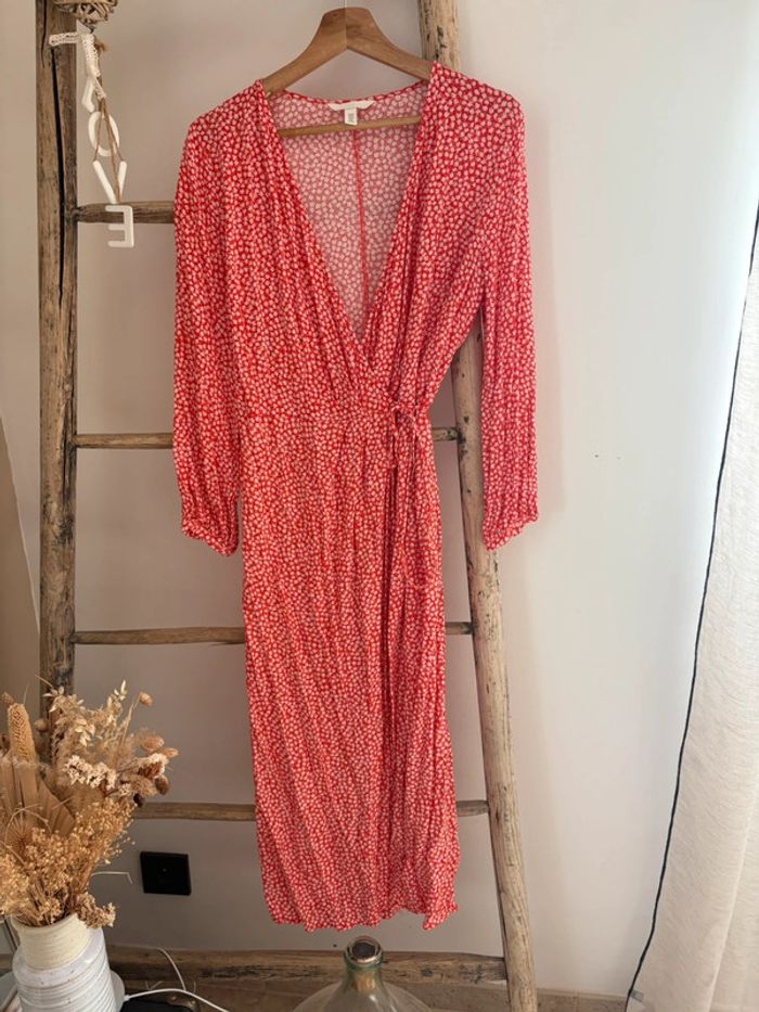 Robe H&m croisée fleur rouge