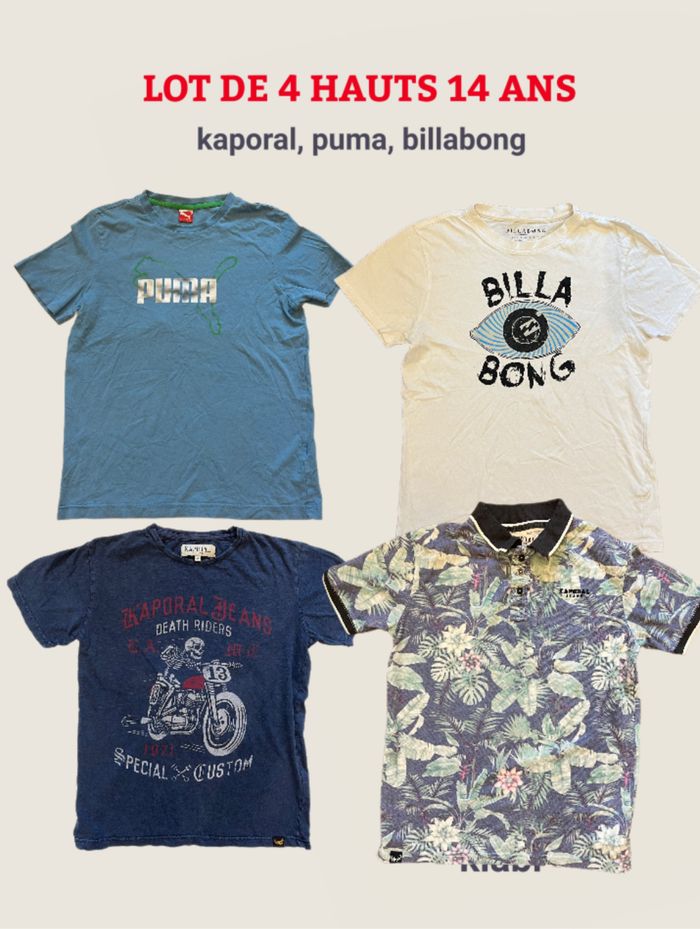 Lot de 4 hauts garçons / t-shirts/ polos kaporal, puma, billabong 14 ans