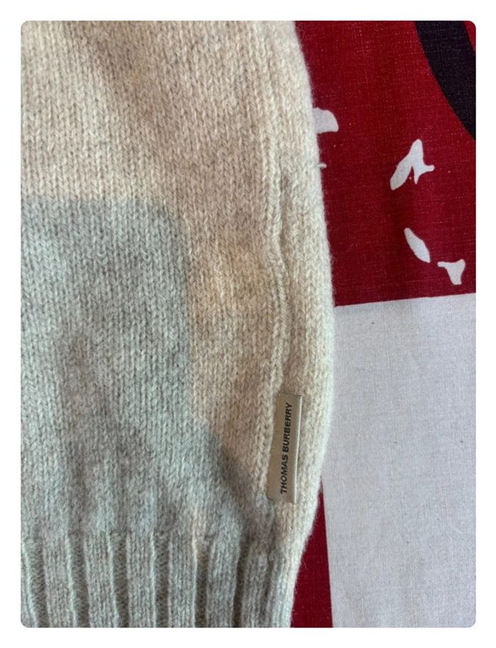 Pull Thomas Burberry xs beige motif brodé - photo numéro 8