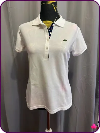 Polo Lacoste blanc classique - Taille S - Made in France