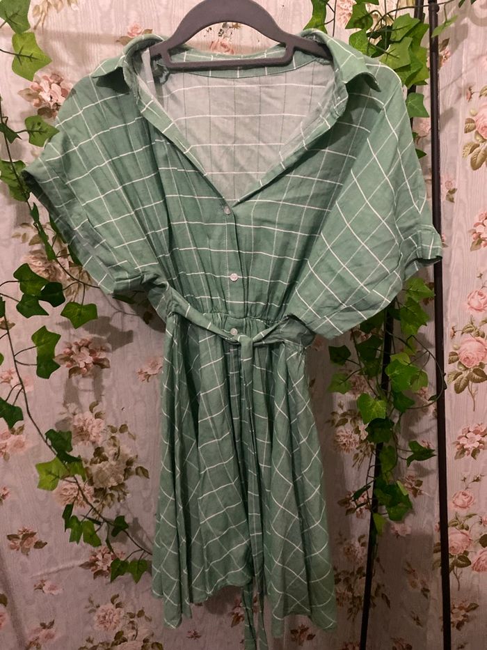 Robe carreaux verte