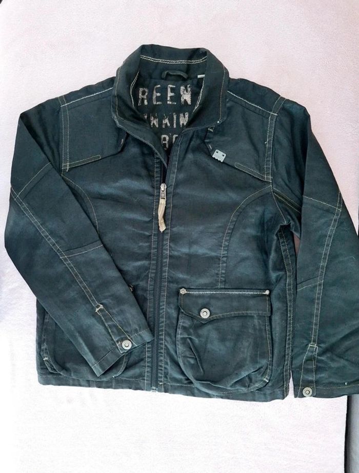 Blouson veste zippée noire en lin ciré Timberland 10 ans