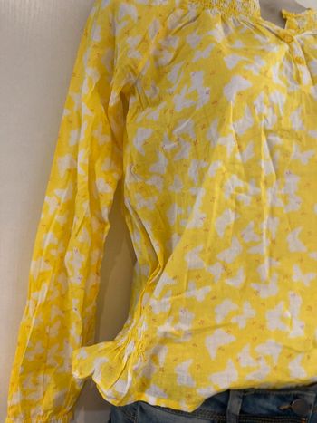 Blouse vert baudet jaune et blanc 12 ans