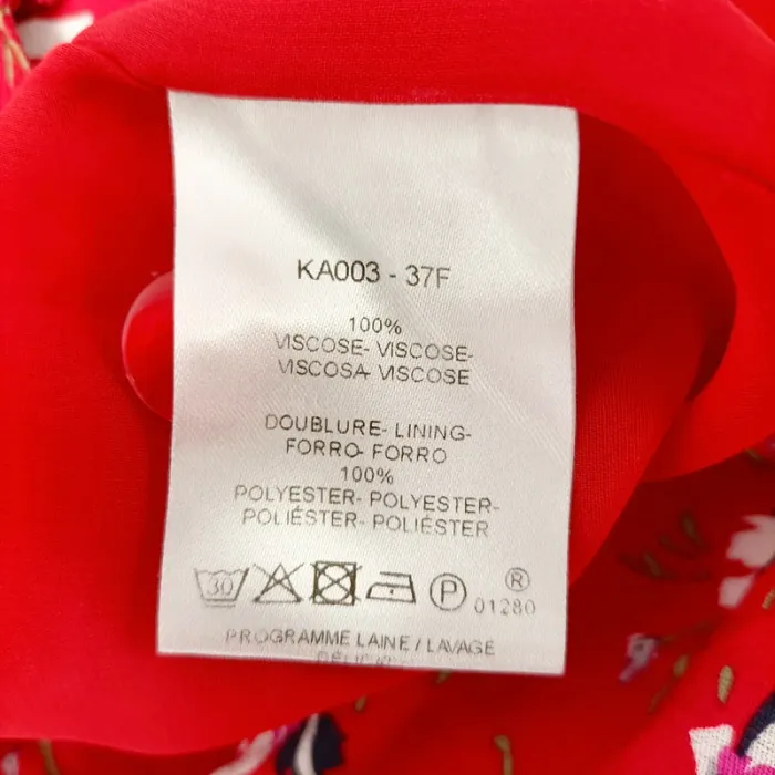 Jupe portefeuille rouge à fleurs Caroll taille 40 en viscose fluide A1452 - photo numéro 10